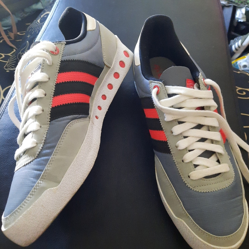 adidas Originals Gray, Black & Red Low-Top Sneakers